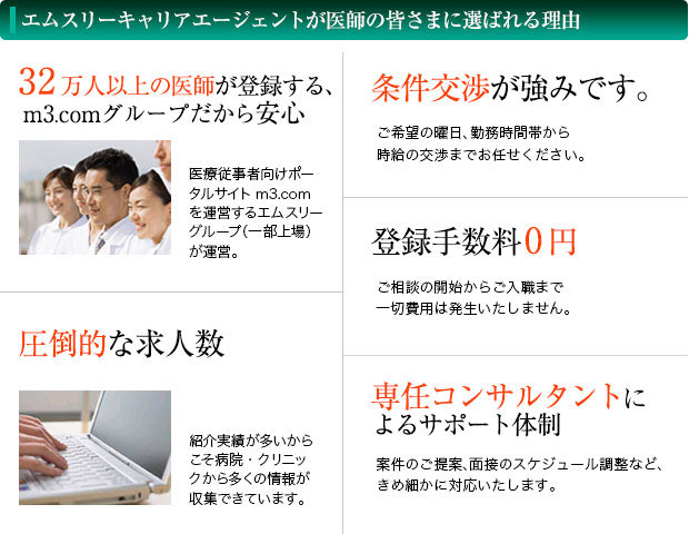 エムスリーキャリアエージェントが医師の皆さまに選ばれる理由