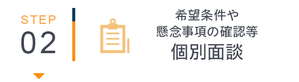 step2:希望条件や懸念事項の確認等、個別面談