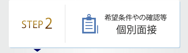 STEP2　希望条件やの確認等　個別面接