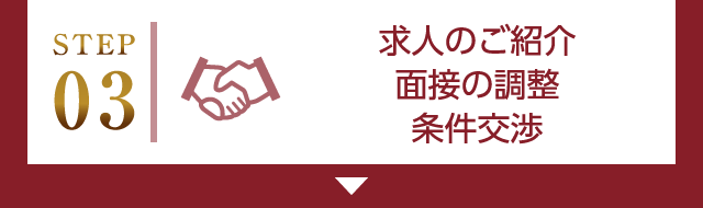 STEP03 求人のご紹介面接の調整条件交渉